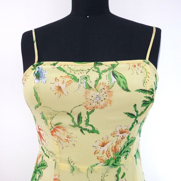 Aritzia Wilfred Destination Square Neck Hawaii Floral Midi Slip Dress - Picture 3 of 16